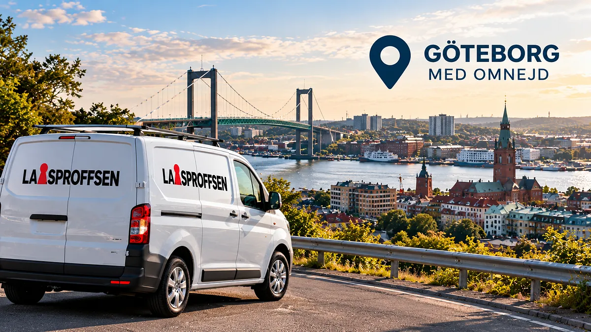 servicebil som tittar ut över göteborg