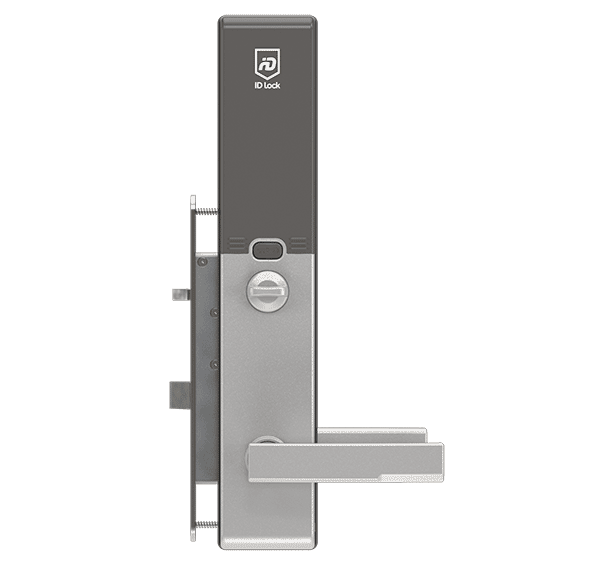 Framsidan och del av låskistan på elektroniska låset ID Lock 150